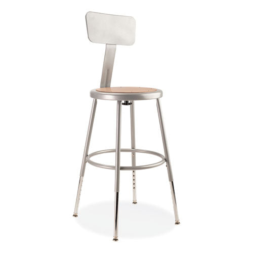 6200 Series 19" to 27" Height Adjustable Heavy Duty Stool with Backrest, Supports 500 lb, Brown Seat, Gray Back, Gray Base