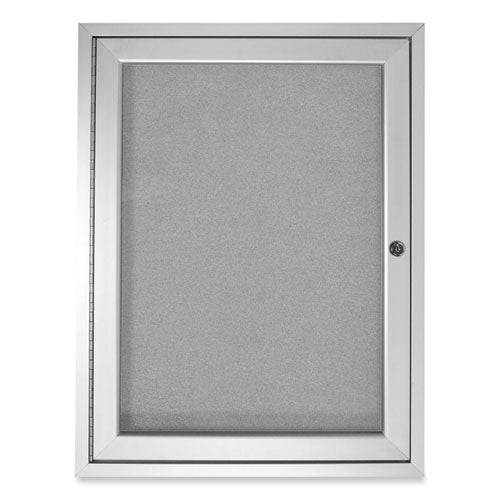 1 Door Enclosed Vinyl Bulletin Board with Satin Aluminum Frame, 36 x 36, Silver Surface, Ships in 7-10 Business Days