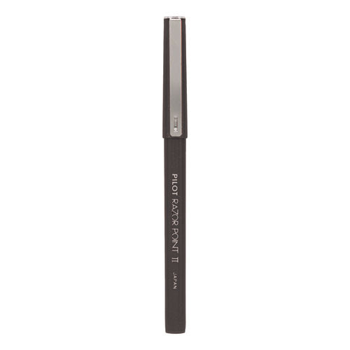 Razor Point Fine Line Porous Point Pen, Stick, Extra-Fine 0.3 mm, Black Ink, Black Barrel, Dozen