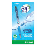 B2P Bottle-2-Pen Recycled Ballpoint Pen, Retractable, Medium 1 mm, Black Ink, Translucent Blue Barrel, Dozen