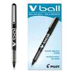 VBall Liquid Ink Roller Ball Pen, Stick, Extra-Fine 0.5 mm, Black Ink, Black/Clear Barrel, Dozen