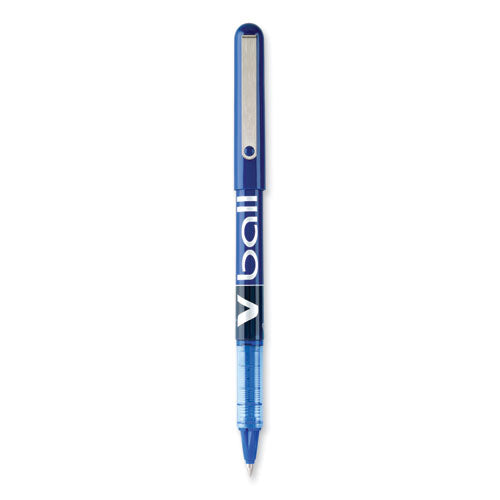 VBall Liquid Ink Roller Ball Pen, Stick, Extra-Fine 0.5 mm, Blue Ink, Blue/Clear Barrel, Dozen