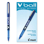 VBall Liquid Ink Roller Ball Pen, Stick, Extra-Fine 0.5 mm, Blue Ink, Blue/Clear Barrel, Dozen