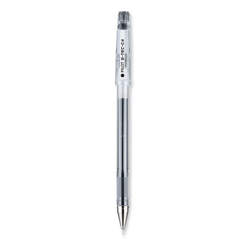 G-TEC-C Ultra Gel Pen, Stick, Extra-Fine 0.4 mm, Black Ink, Clear/Black Barrel, Dozen