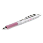 Dr. Grip Center of Gravity Breast Cancer Awareness Ballpoint Pen, Retractable, Medium 1mm, Black Ink, Silver/Pink Barrel