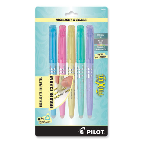 FriXion Light Pastel Collection Erasable Highlighters, Assorted Ink Colors, Chisel Tip, Assorted Barrel Colors, 5/Pack