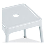 Steel Guest Stool, Backless, Supports Up to 275 lb, 15" to 15.5" Seat Height, White Seat, White Base