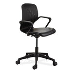 Shell Desk Chair, Supports Up to 275 lb, 17" to 20" Seat Height, Black Seat, Black Back, Black Base