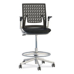 Thesis Flex Back Stool with Arms, Supports Up to 250 lb, 21.5" to 29.5" Seat Height, Black Seat, Silver Base