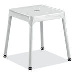 Steel Guest Stool, Backless, Supports Up to 275 lb, 15" to 15.5" Seat Height, White Seat, White Base