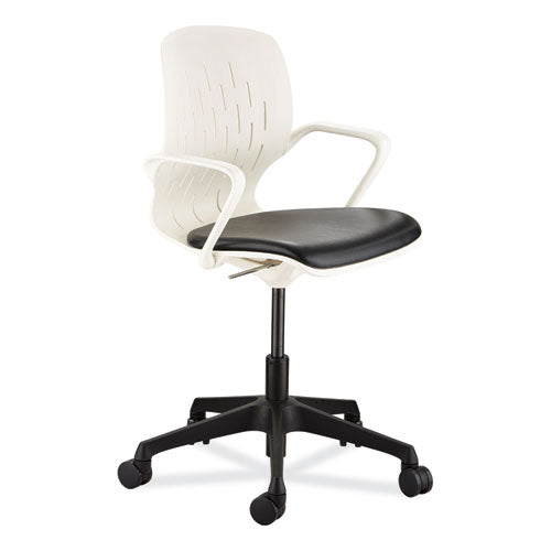 Shell Desk Chair, Supports Up to 275 lb, 17" to 20" Seat Height, Black Seat, White Back, Black/White Base