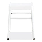 Steel GuestBistro Stool, Backless, Supports Up to 250 lb, 18" Seat Height, White Seat, White Base, Ships in 1-3 Business Days