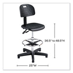Soft Tough Deluxe Workbench Chair, Supports Up to 250 lb, 22" to 32" Seat Height, Black Seat, Black/Silver Base