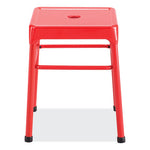 Steel GuestBistro Stool, Backless, Supports Up to 250 lb, 18" Seat Height, Red Seat, Red Base