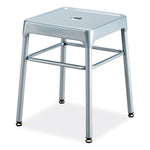 Steel GuestBistro Stool, Backless, Supports Up to 250 lb, 18" Seat Height, Silver Seat, Silver Base