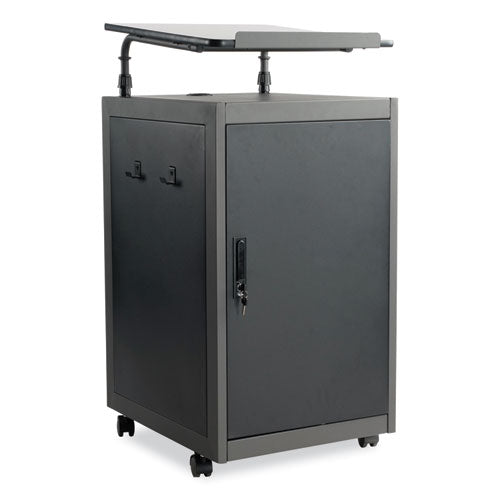 Teacher's WorkPod Lectern, 20 x 24 x 41, Charcoal Slate/Black