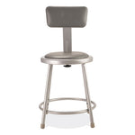 6400 Series Heavy Duty Vinyl Padded Stool with Backrest, Supports 300 lb, 18" Seat Height, Gray Seat, Gray Back, Gray Base