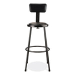 6400 Series Heavy Duty Vinyl Padded Stool with Backrest, Supports 300 lb, 30" Seat Height, Black Seat/Back/Base