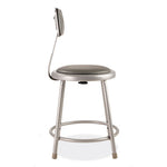6400 Series Heavy Duty Vinyl Padded Stool with Backrest, Supports 300 lb, 18" Seat Height, Gray Seat, Gray Back, Gray Base