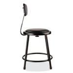6400 Series Heavy Duty Vinyl Padded Stool with Backrest, Supports 300 lb, 18" Seat Height, Black Seat, Black Back, Black Base