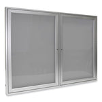 2 Door Enclosed Vinyl Bulletin Board with Satin Aluminum Frame, 60 x 36, Silver Surface, Ships in 7-10 Business Days
