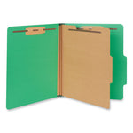 Bright Colored Pressboard Classification Folders, 2" Expansion, 1 Divider, 4 Fasteners, Letter Size, Emerald Green, 10/Box