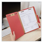 Bright Colored Pressboard Classification Folders, 2" Expansion, 1 Divider, 4 Fasteners, Letter Size, Ruby Red, 10/Box