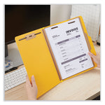 Bright Colored Pressboard Classification Folders, 2" Expansion, 1 Divider, 4 Fasteners, Letter Size, Yellow Exterior, 10/Box