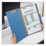 Bright Colored Pressboard Classification Folders, 2" Expansion, 1 Divider, 4 Fasteners, Legal Size, Cobalt Blue, 10/Box