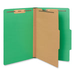 Bright Colored Pressboard Classification Folders, 2" Expansion, 1 Divider, 4 Fasteners, Legal Size, Emerald Green, 10/Box