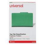 Bright Colored Pressboard Classification Folders, 2" Expansion, 1 Divider, 4 Fasteners, Legal Size, Emerald Green, 10/Box