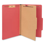 Bright Colored Pressboard Classification Folders, 2" Expansion, 1 Divider, 4 Fasteners, Legal Size, Ruby Red Exterior, 10/Box