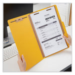 Bright Colored Pressboard Classification Folders, 2" Expansion, 1 Divider, 4 Fasteners, Legal Size, Yellow Exterior, 10/Box