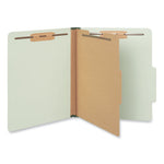 Four-Section Pressboard Classification Folders, 2" Expansion, 1 Divider, 4 Fasteners, Letter Size, Green Exterior, 10/Box