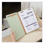 Four-Section Pressboard Classification Folders, 2" Expansion, 1 Divider, 4 Fasteners, Letter Size, Green Exterior, 10/Box