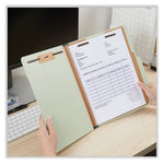 Six-Section Pressboard Classification Folders, 2" Expansion, 2 Dividers, 6 Fasteners, Letter Size, Green Exterior, 10/Box