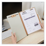 Six-Section Pressboard Classification Folders, 2" Expansion, 2 Dividers, 6 Fasteners, Letter Size, Gray Exterior, 10/Box