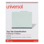 Six-Section Pressboard Classification Folders, 2" Expansion, 2 Dividers, 6 Fasteners, Letter Size, Gray-Green, 10/Box