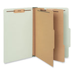 Six-Section Pressboard Classification Folders, 2" Expansion, 2 Dividers, 6 Fasteners, Legal Size, Green Exterior, 10/Box