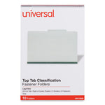 Six-Section Pressboard Classification Folders, 2" Expansion, 2 Dividers, 6 Fasteners, Legal Size, Gray Exterior, 10/Box