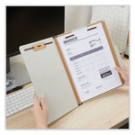 Eight-Section Pressboard Classification Folders, 3" Expansion, 3 Dividers, 8 Fasteners, Letter Size, Gray Exterior, 10/Box