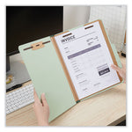 Eight-Section Pressboard Classification Folders, 3" Expansion, 3 Dividers, 8 Fasteners, Letter Size, Gray-Green, 10/Box