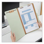 Eight-Section Pressboard Classification Folders, 3" Expansion, 3 Dividers, 8 Fasteners, Legal Size, Green Exterior, 10/Box