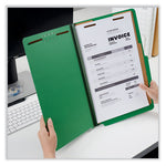 Bright Colored Pressboard Classification Folders, 2" Expansion, 2 Dividers, 6 Fasteners, Legal Size, Emerald Green, 10/Box