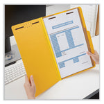 Bright Colored Pressboard Classification Folders, 2" Expansion, 2 Dividers, 6 Fasteners, Legal Size, Yellow Exterior, 10/Box