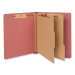 Red Pressboard End Tab Classification Folders, 2" Expansion, 2 Dividers, 6 Fasteners, Letter Size, Red Exterior, 10/Box