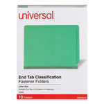 Deluxe Six-Section Pressboard End Tab Classification Folders, 2 Dividers, 6 Fasteners, Letter Size, Green, 10/Box