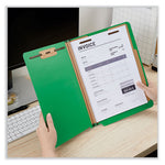 Deluxe Six-Section Pressboard End Tab Classification Folders, 2 Dividers, 6 Fasteners, Letter Size, Green, 10/Box