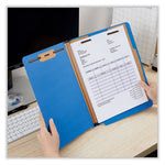 Deluxe Six-Section Pressboard End Tab Classification Folders, 2 Dividers, 6 Fasteners, Letter Size, Cobalt Blue, 10/Box