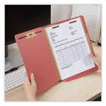 Deluxe Six-Section Pressboard End Tab Classification Folders, 2 Dividers, 6 Fasteners, Letter Size, Bright Red, 10/Box